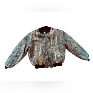 Vintage 2XL  Camo Bomber Chore Jacket - Green/Gray